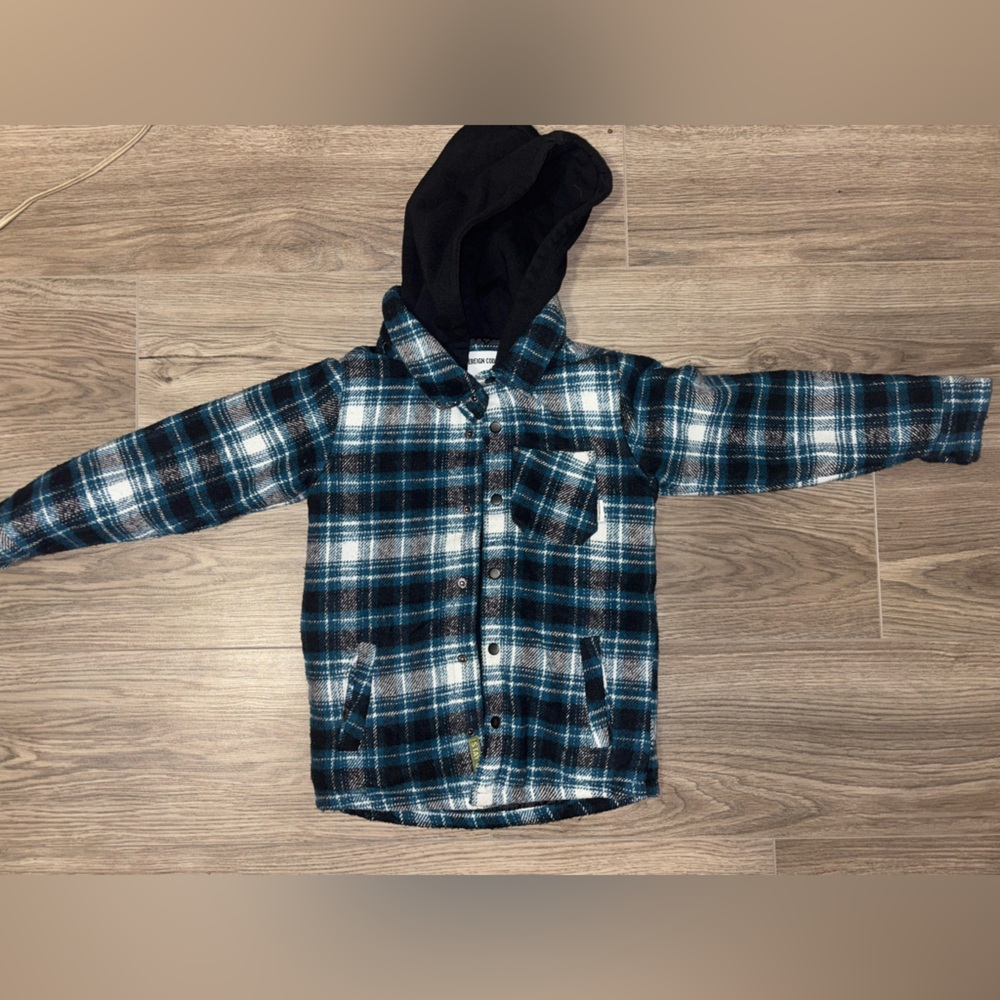Sovereign Code Blue and Black Plaid Hooded Shirt